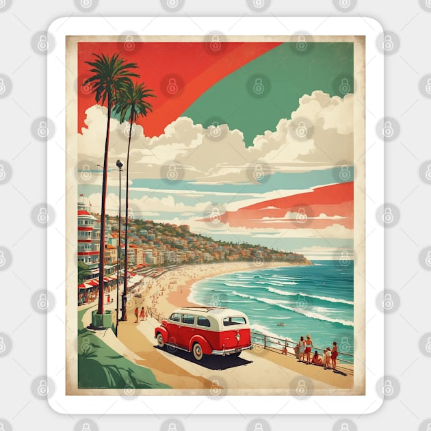 Bondi Beach Australia Vintage Travel Poster Art Sticker by TravelersGems